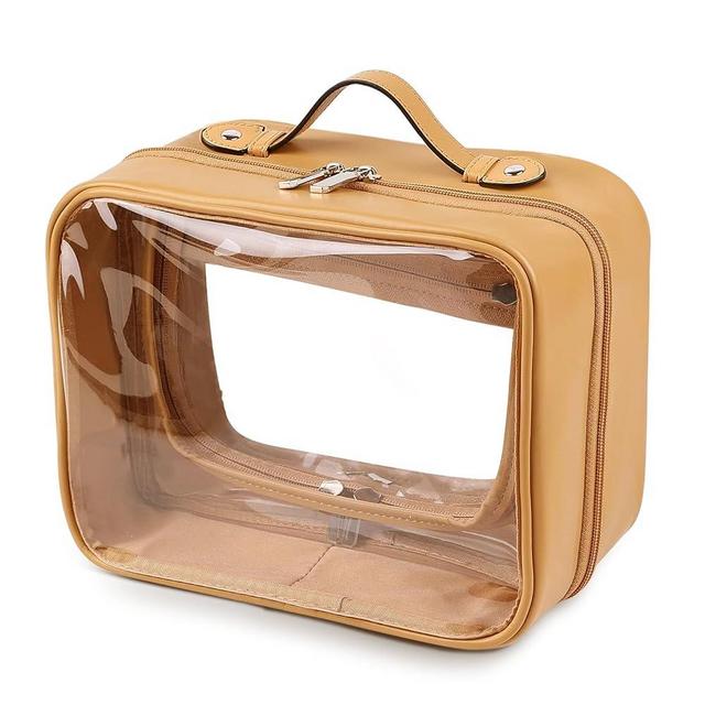 Lychii TSA Approved Toiletry Bag, Clear Travel Bag for Liquids Toiletries, Makeup Cosmetic Bag Organizer, Carry on Travel Accessories Essentials, Large Size, Brown