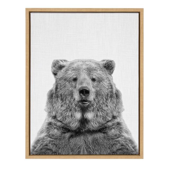 Kate & Laurel 24"x18" Sylvie European Bear And Portrait By Simon Te Tai Framed Wall Canvas Wood