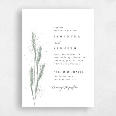 Sage, Green Wedding Invitation - Alder Wheat
