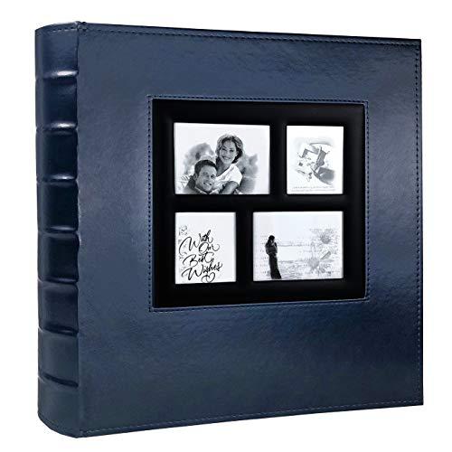 RECUTMS Photo Album 4x6 Holds 500 Photos Black Pages Large Capacity Leather Cover Wedding Family Baby Photo Albums Book Horizontal and Vertical Photos (Blue)