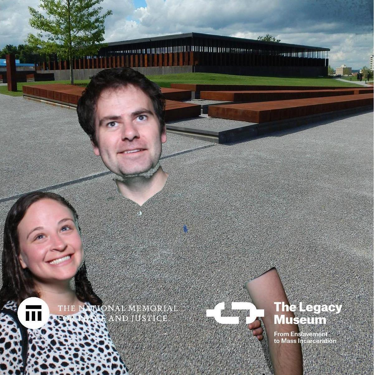 Our first green screen photo. The Legacy Museum in Montgomery, AL. April 2019