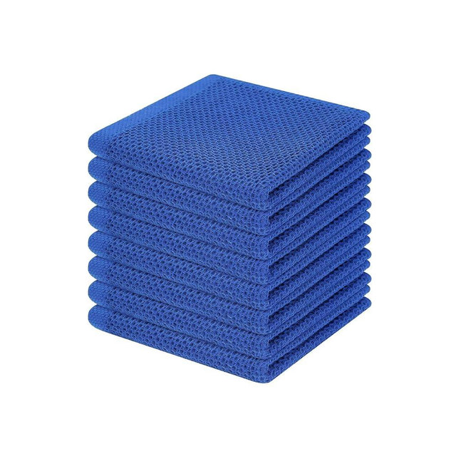 Homaxy 100% Cotton Waffle Weave Kitchen Dish Cloths, Ultra Soft Absorbent Quick Drying Dish Towels, 12 x 12 Inches, 8-Pack, Blueberry