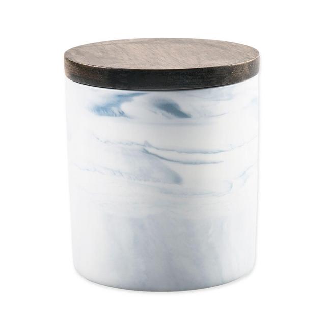Artisanal Kitchen Supply® Coupe Marbleized 20 oz. Canister with Wood Lid in Blue