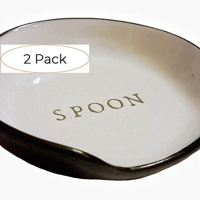 Hearth and Hand with Magnolia Stoneware Spoon Rest Cream/Black Joanna Gaines Collection (Standard version) (Pack 2)