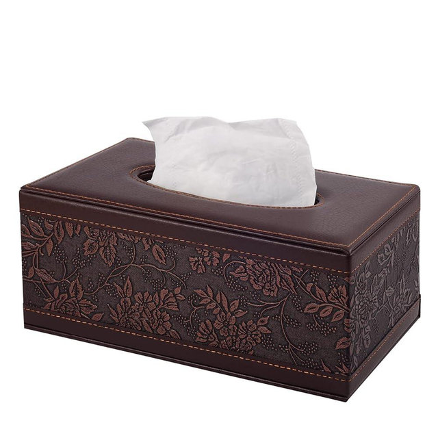 XNONE PU Leather Tissue Box Cover Tissue Box Holder Rectangle Tissues Organizer with Magnetic Bottom,Decorative Napkin Caddy for Vanity Dresser Night Stand Table Countertop Home Office Car,Retro