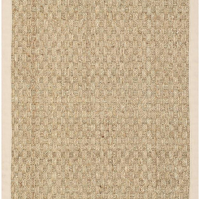 SAFAVIEH Natural Fiber Collection Accent Rug - 2'6" x 4', Natural & Beige, Border Basketweave Seagrass Design, Easy Care, Ideal for High Traffic Areas in Entryway, Living Room, Bedroom (NF114A)