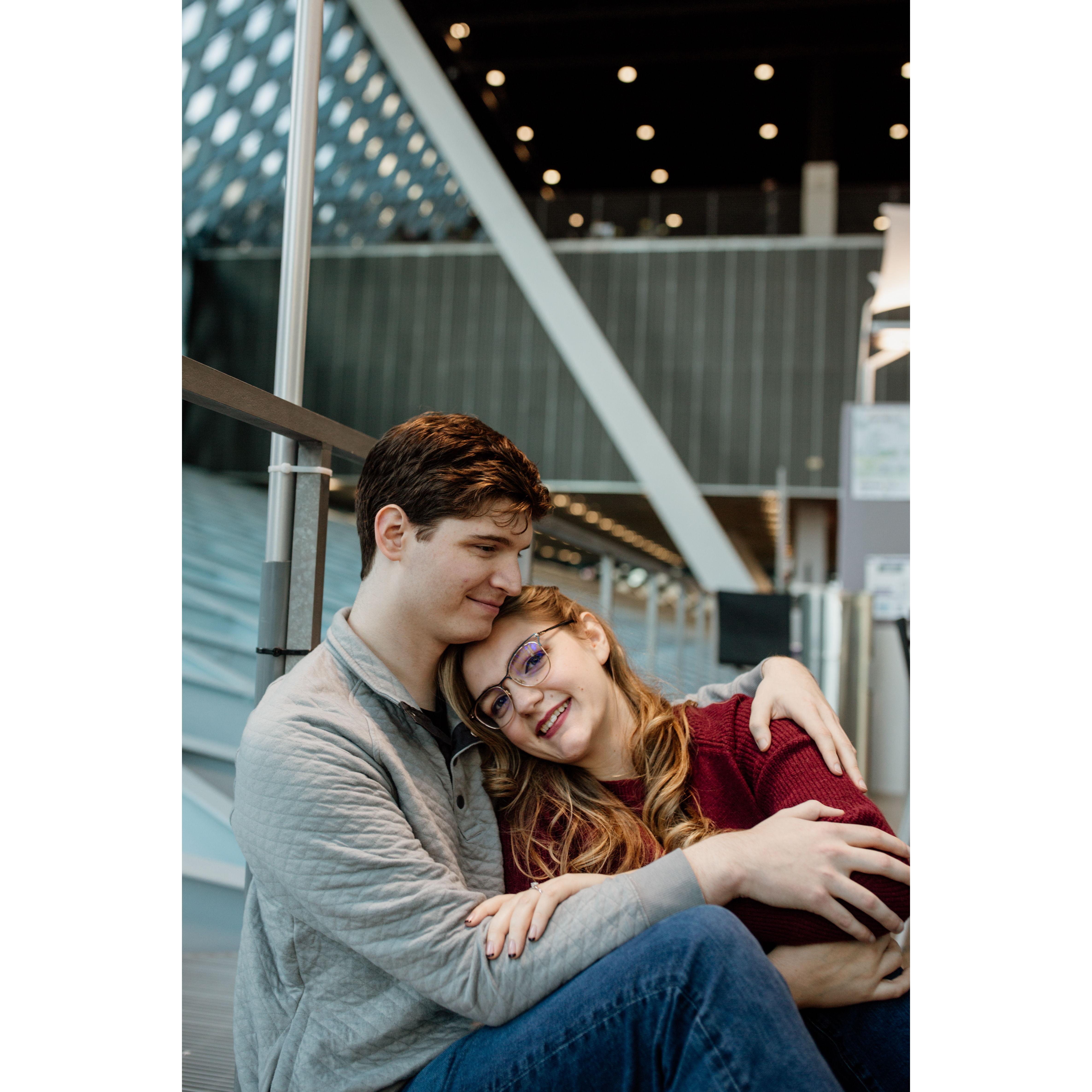 Engagement Photos at the Seattle Public Library