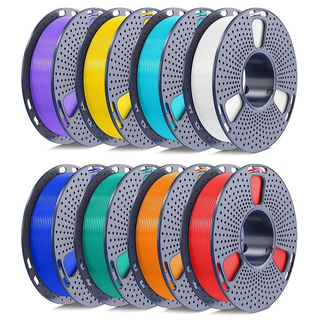 250g PLA Filament 1.75mm Bundle, SUNLU 3D Printer Filament Neatly Wound, Individually Vacuum Packed, 250g Spool, 8 Rolls, White+Red+Orange+Yellow+Green+Blue+Cyan+Purple