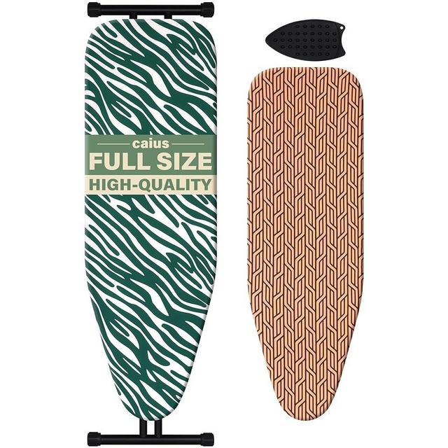 caius Full Size Ironing Board, 53x16 Professional Extra Wide Ironing Board with Extra Thick Heavy Duty Padded Cover and Heat-Resistant Silicone Pad, Full Metal Construction