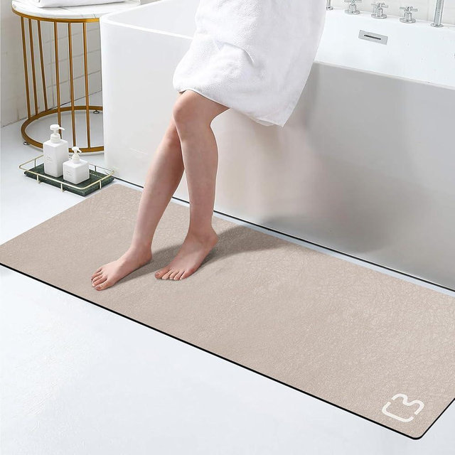 RUERYA Taupe Diatomaceous Earth Bath Mat 15.7" x 47.2" Extra Long Bathtub Mat Super Absorbent Non-Slip Shower Mat Bath Stone Fast Dry Large Mat Bathroom Rugs Mat for Bathroom Floor, Tub, Shower, Sink