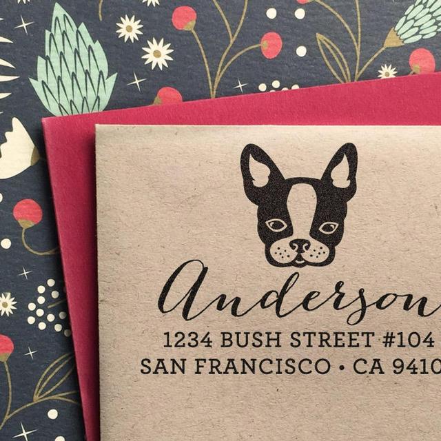 Boston Terrier Address Stamp, Return...