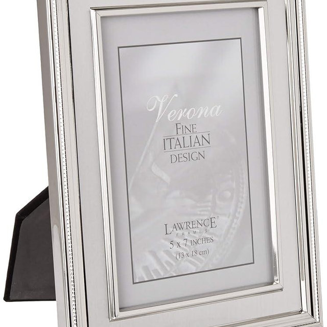 Lawrence Frames Silver Plated Metal Picture Frame, Brushed Silver Inner Panel, 5x7