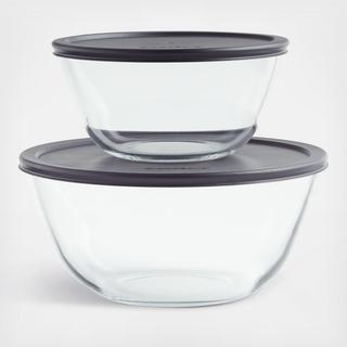 Kitchen Glass 2-Piece Bowl with Lid Set