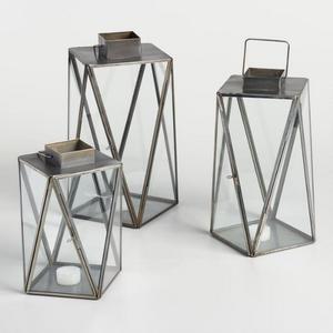 Antique Zinc Geometric Cargo Lantern, Large