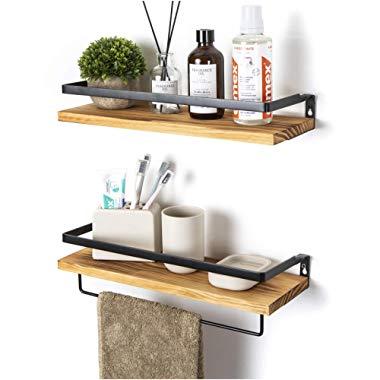 SODUKU Floating Shelves Wall Mounted Storage Shelves for Kitchen, Bathroom,Set of 2 Carbonized Black