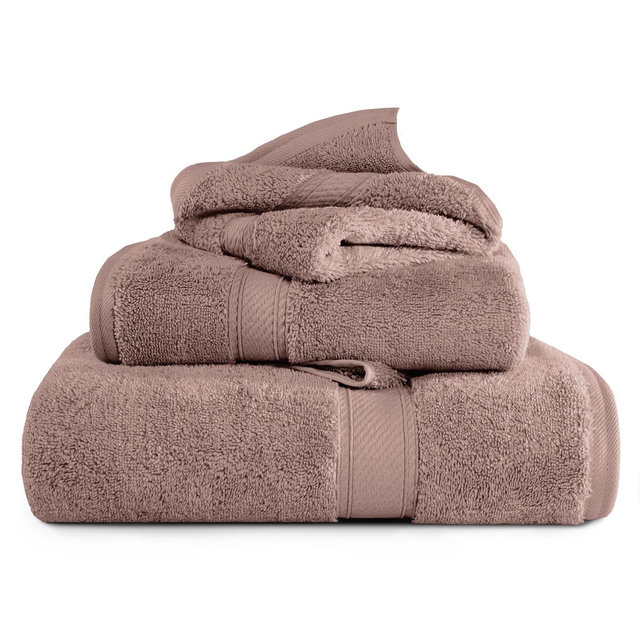 Luxury Egyptian Cotton Heavyweight Ultra-Plush 3 Piece Towel Set, Muted Mauve - Blue Nile Mills
