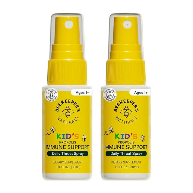 Beekeeper's Naturals Kids Propolis Throat Spray 95% Bee Propolis Extract - Natural Immune Support & Sore Throat Relief, Antioxidants & Gluten-Free, 1.06 oz (Pack of 2)