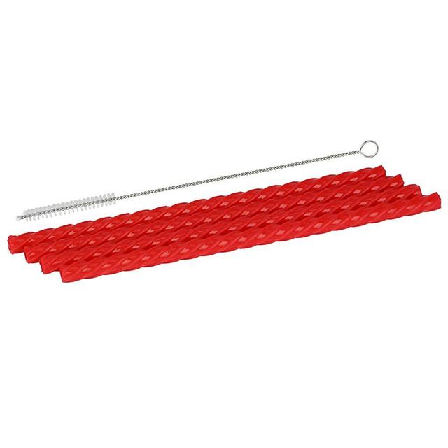Funwares Cute Silicone Straws Red Licorice Set of 4 Reusable Straws and Cleaning Brush