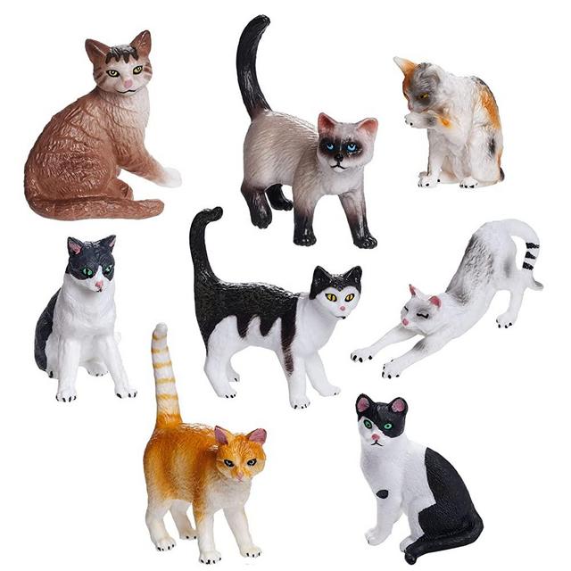 8 Pieces Cat Figurines Cake Toppers Animal Kitten Cake Topper for School Project Birthday Christmas Easter Eggs Children's day Gift