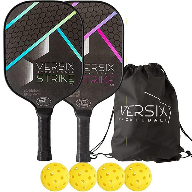 VERSIX Strike 4F Composite Pickleball Bundle for 2 Players (2 Composite Paddles + 4 Outdoor Pickleballs)