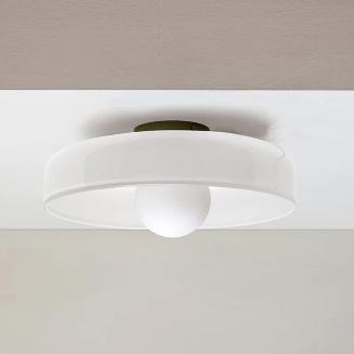 Glass Round LED Ceiling Light, WHITE 35cm dia.