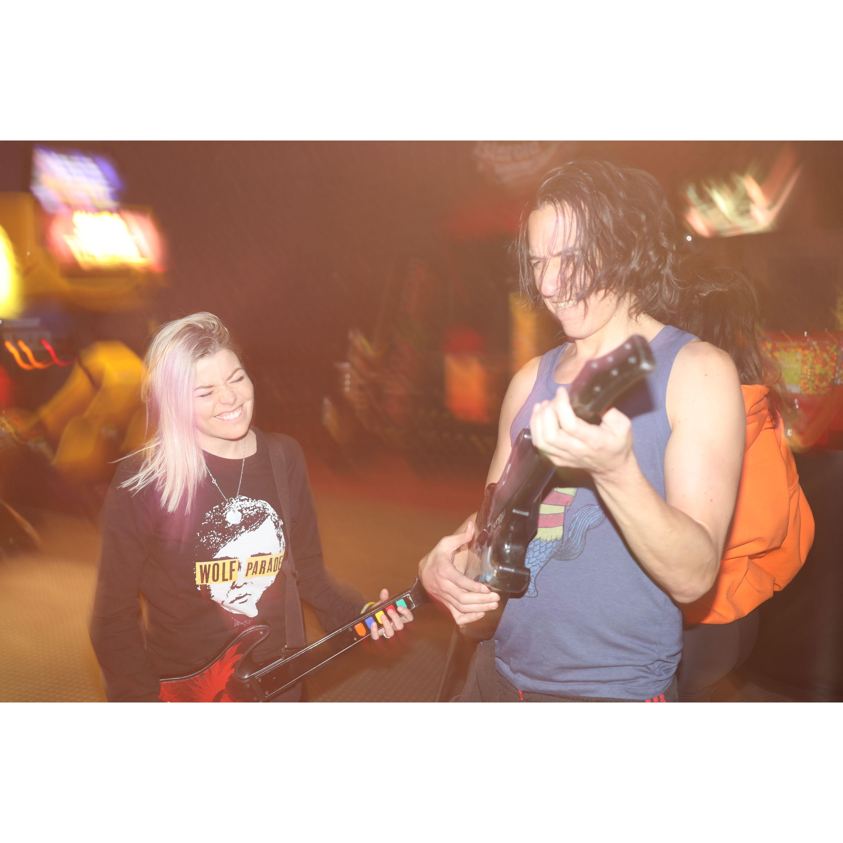 J + A rippin' their guitars.