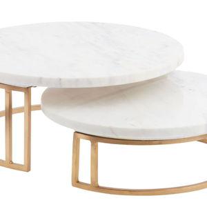 White Marble and Gold Metal Pedestal Stand - World Market