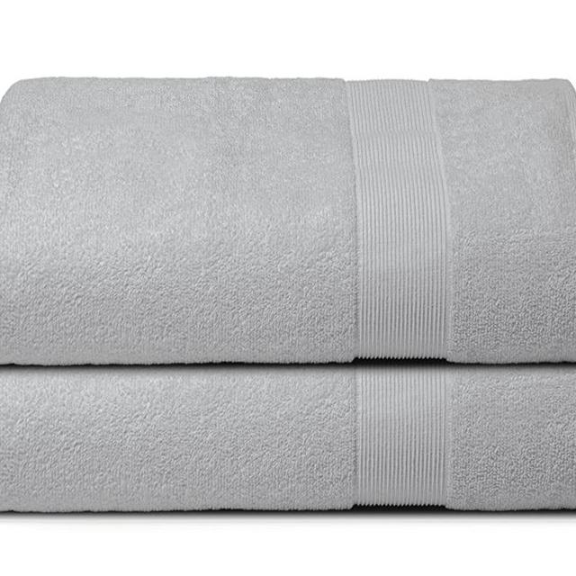 Elvana Home Premium Cotton Oversized 2 Pack Bath Sheet 35x70 - 100% Pure Cotton - Ideal for Everyday use - Ultra Soft & Highly Absorbent - Machine Washable - Light Grey