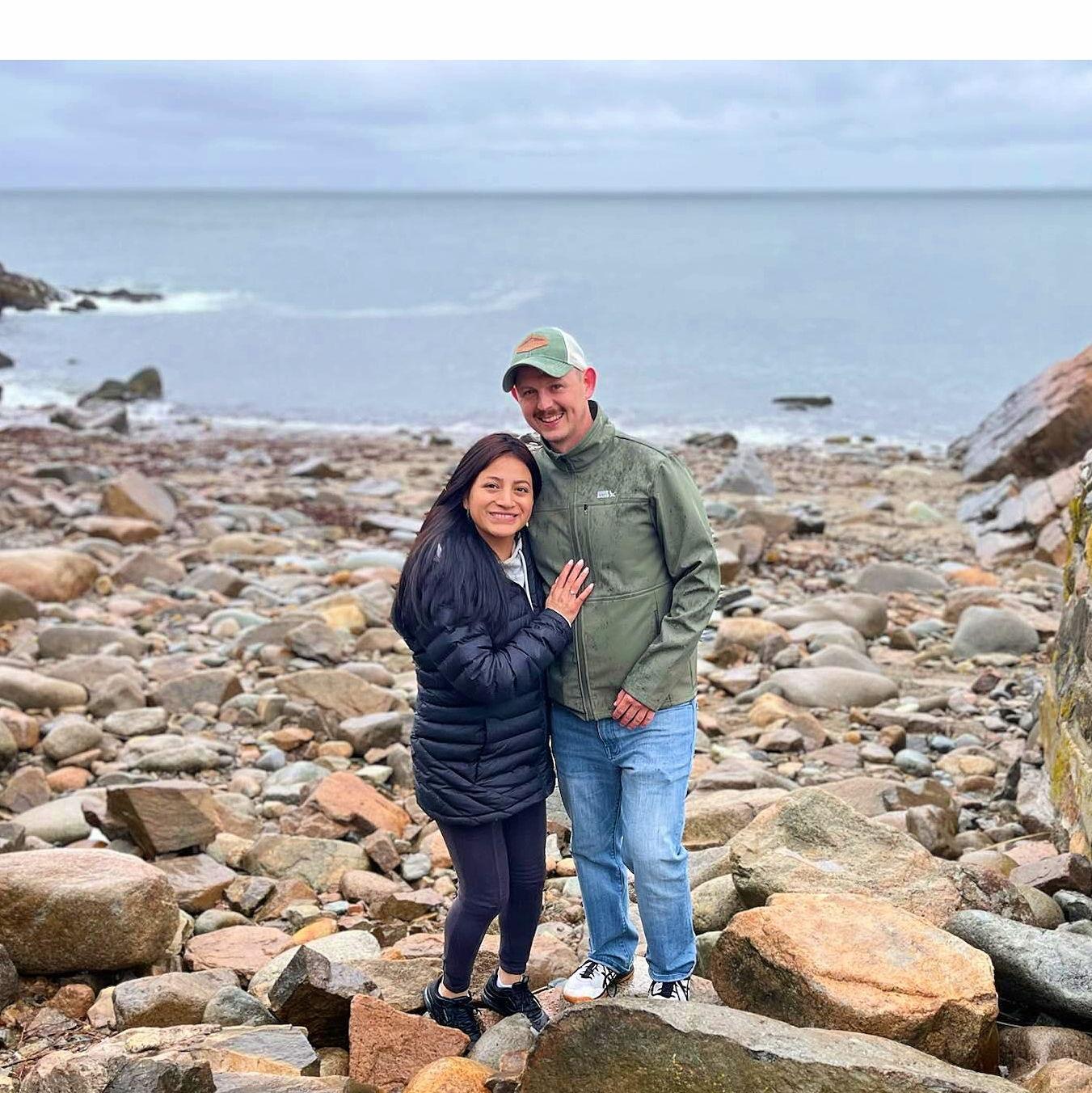 The proposal site was a special spot in a magical cove in Rockport, MA.