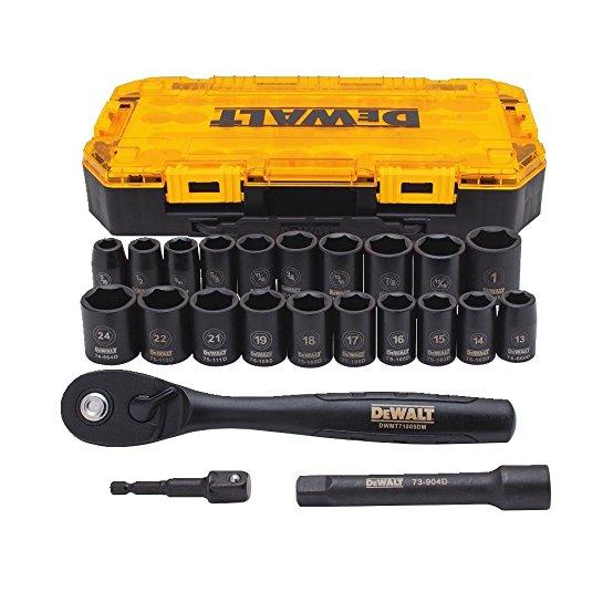 DEWALT Tough Box 23 PC 1/2 Drive Impact Socket Set