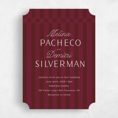 Red Ticket Wedding Invitation - Sabbia Portrait