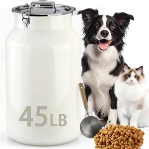 Dog Food Storage Container 45 lb/48 Qt, Large Stainless Steel Pet Food Bin with Airtight Lid & Scoop Included, Durable 304 Metal Storage for Dogs & Cats