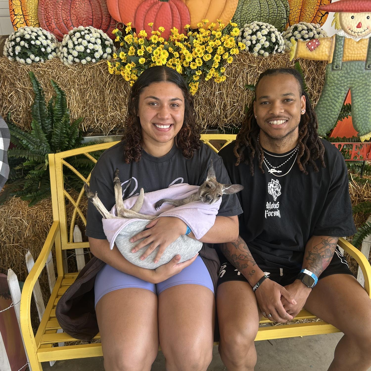 Holding Georgia the baby kangaroo