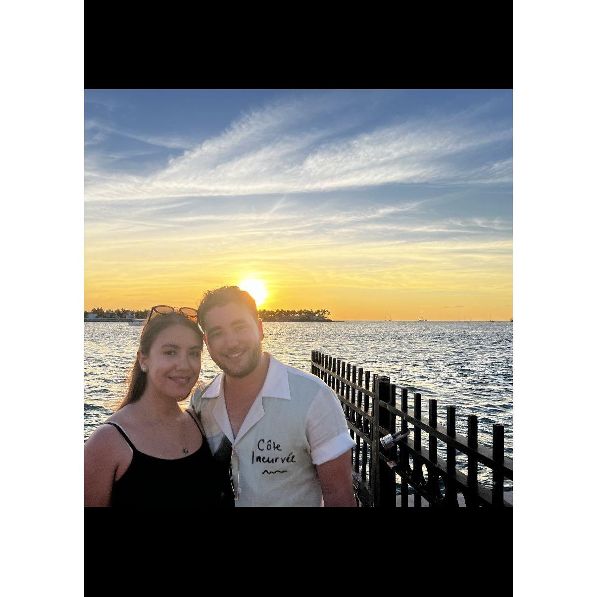 Celebrating a sunset in Key West, FL
