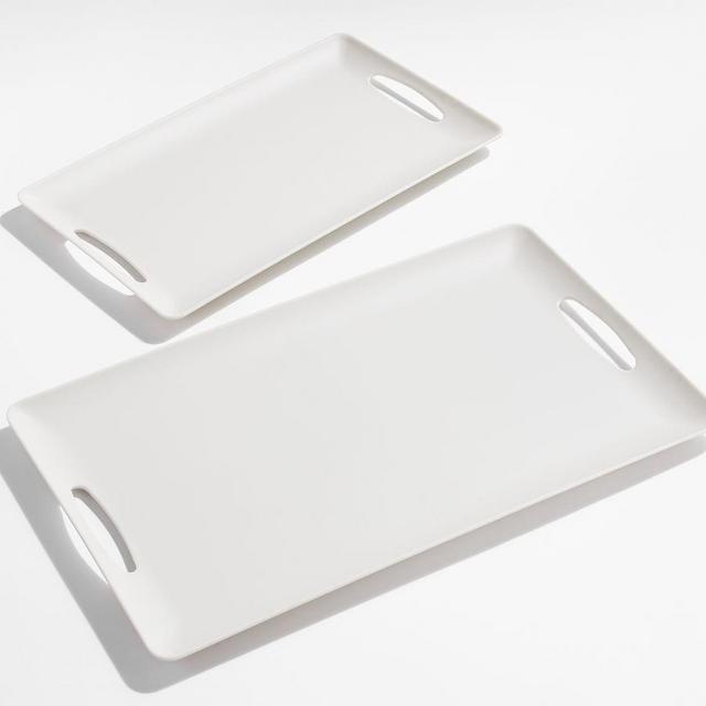 Mason Modern Melamine Handled Serving Platters, Set of 2 - Ivory