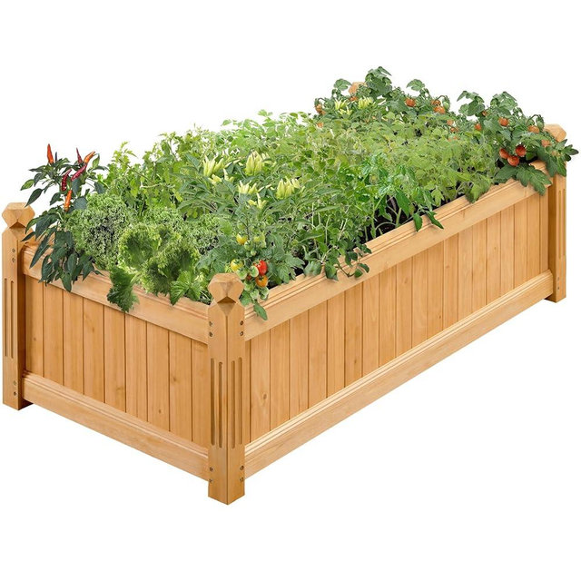 Yaheetech 46″ L × 23.5″ W × 16″ H Wooden Raised Garden Bed, Horticulture Wood Rectangular Garden Planter Outdoor, Raised Planter Box for Yard/Greenhouse/Vegetable/Flower/Herbs, Light Brown