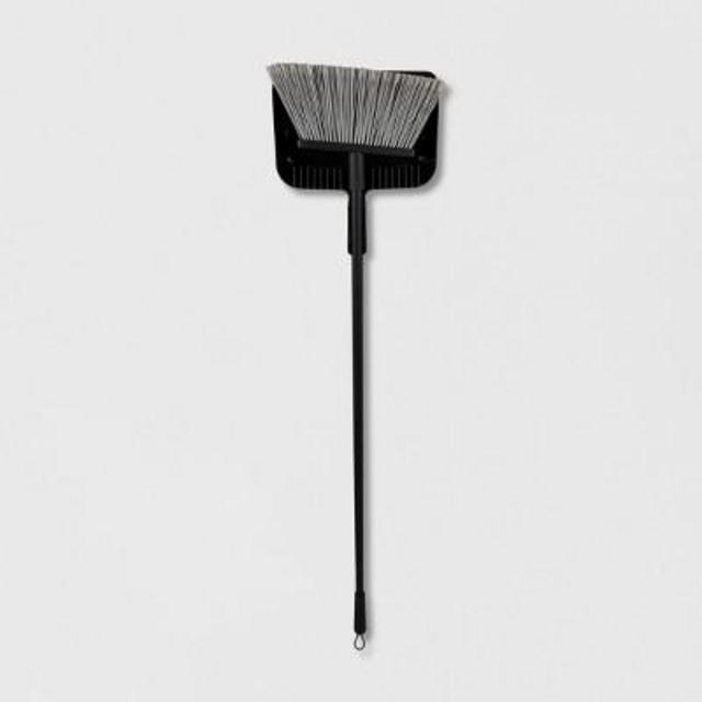 Floor Broom with Clip-on Dust Pan Set