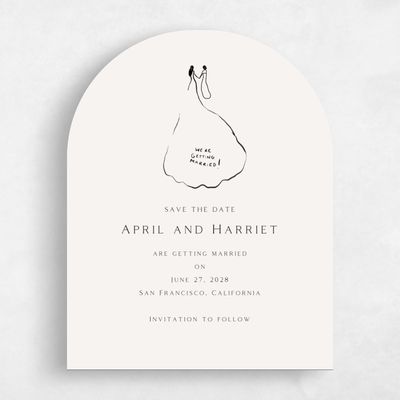 Beige Arch Wedding Save the Date - Dunluce Gowns