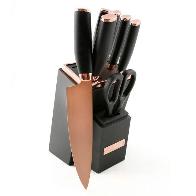 Cambridge® Silversmiths 8-Piece Knife Block Set in Black/Copper
