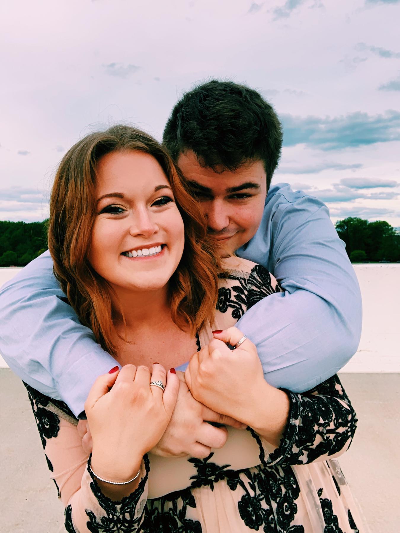 The couple celebrated their 1 year anniversary by snapping a few photos on top of a parking garage to commemorate the day and then dined out at Jeff Ruby's Steakhouse.