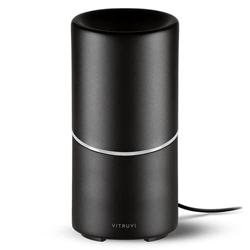 Vitruvi Stay Diffuser for Large Room, Ultrasonic Essential Oil Diffuser for Aromatherapy, Matte Metal, Black (95ml Capacity)
