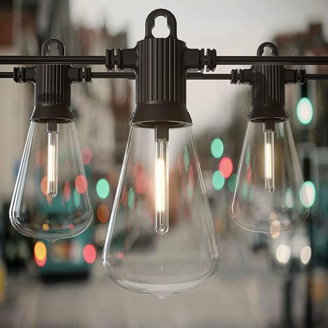 LED Outdoor String Lights ST38 150FT Patio String Lights with 75 Shatterproof Plastic Bulbs,Perfect Commercial Grade Weatherproof, Vintage Hanging String Lighting for Bistro Backyard(75FTx2)