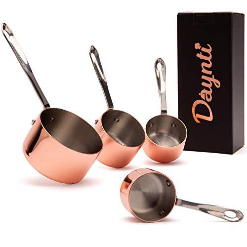Stainless Steel Copper Plated Measuring Cup Set of 4 | Cooking & Baking Measuring Cups Kit | Liquid & Dry Ingredients | Decorative Quality Kitchen Tool | Great Gifting Idea
