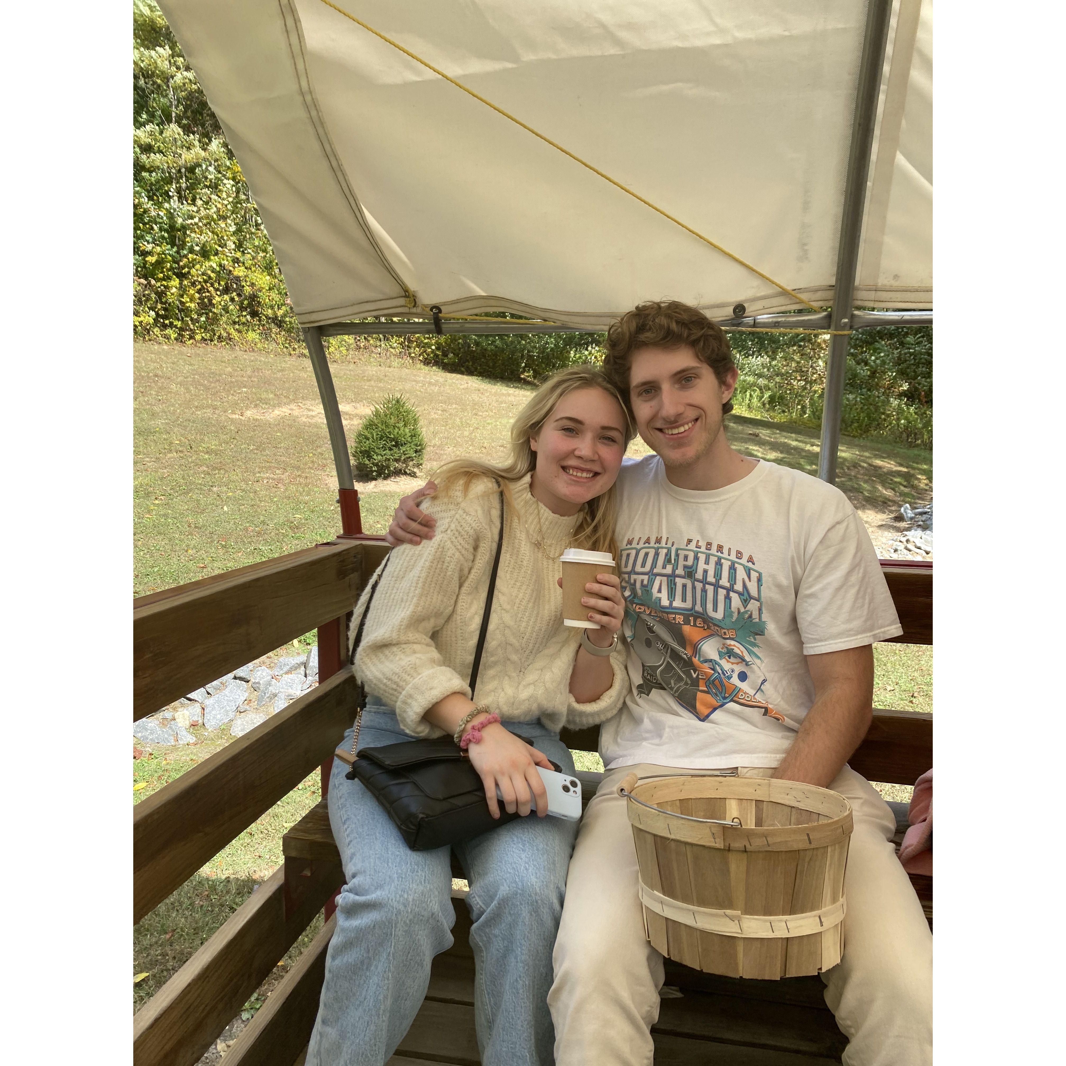 Apple picking in the mountains.