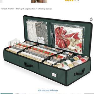 Hearth & Harbor Wrapping Paper Storage Container - Christmas Storage Bag with Interior Pockets - Gift Wrapping Organizer Storage Fits Up to 22 Rolls of 40" - Tear Proof Wrapping Paper Organizer