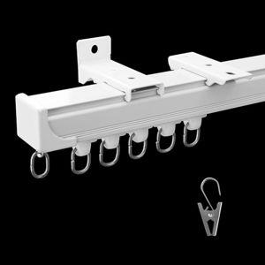 Ceiling Curtain Track,Curtain Track Wall Mounted,Ceiling Mount Rail Room Divider Tracks Extra Long Curtains Rod for Living Room Bedroom Patio Sliding Door Curtains with Clips,White 12ft