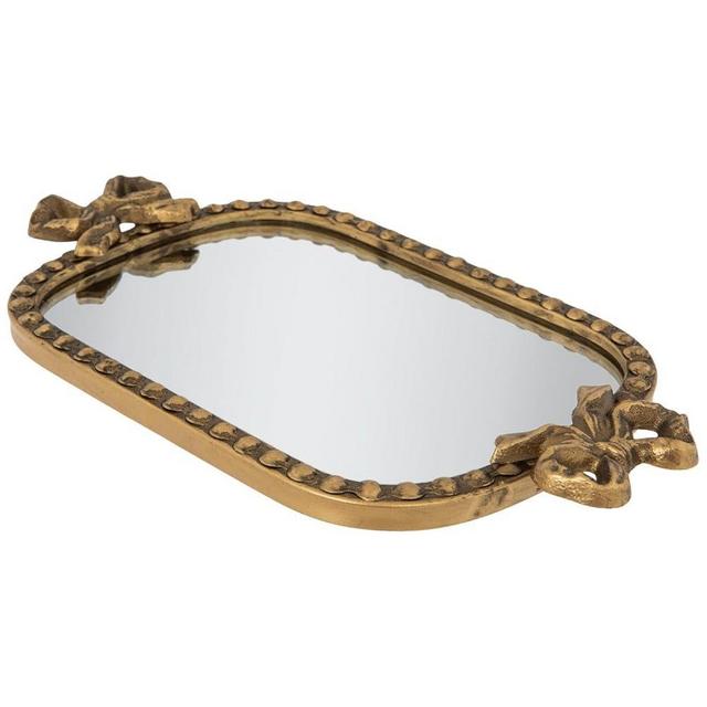Hobby Lobby Mirrored Vanity Tray with Bow Design, Gold Metal Frame, 10.5 x 6 inches, Mother's Day, Bathroom, Bedroom, Home Decor