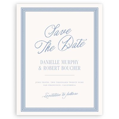 Blue Bordered Wedding Digital Save the Date - Encanto Portrait