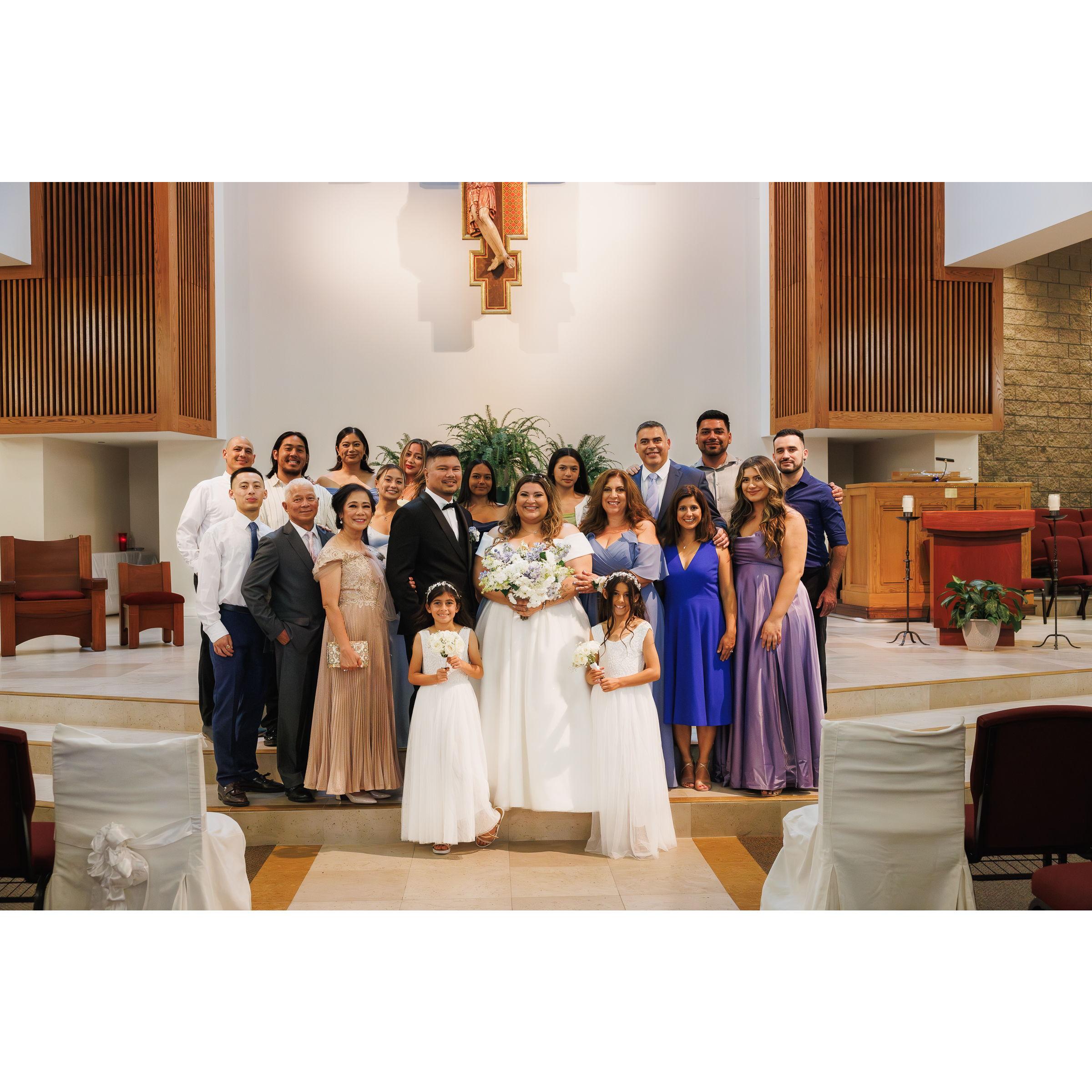 Our new blended family at our September 1st Church Wedding