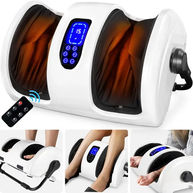 Best Choice Products Foot Massager Machine, Therapeutic Reflexology Massager w/ High-Intensity Rollers - Pearl White